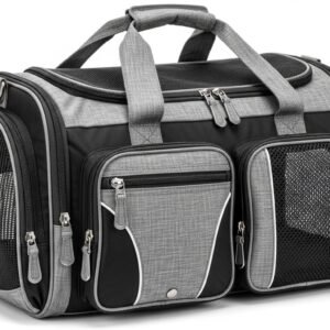 Soft-Sided Expandable Pet Carrier, Airline Approved Travel Bag, Medium Grey